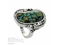 RING with natural turquoise, silver-plated, Size 55