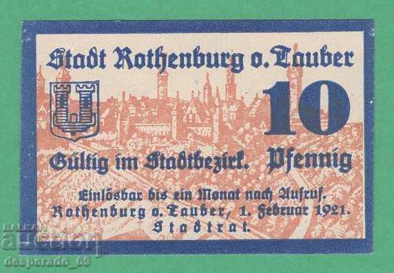 (¯`'•.¸NOTGELD (гр. Rothenburg) 1921 UNC -10 пфенига¸.•'´¯)