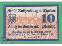 (¯`'•.¸NOTGELD (гр. Rothenburg) 1921 UNC -10 пфенига¸.•'´¯)