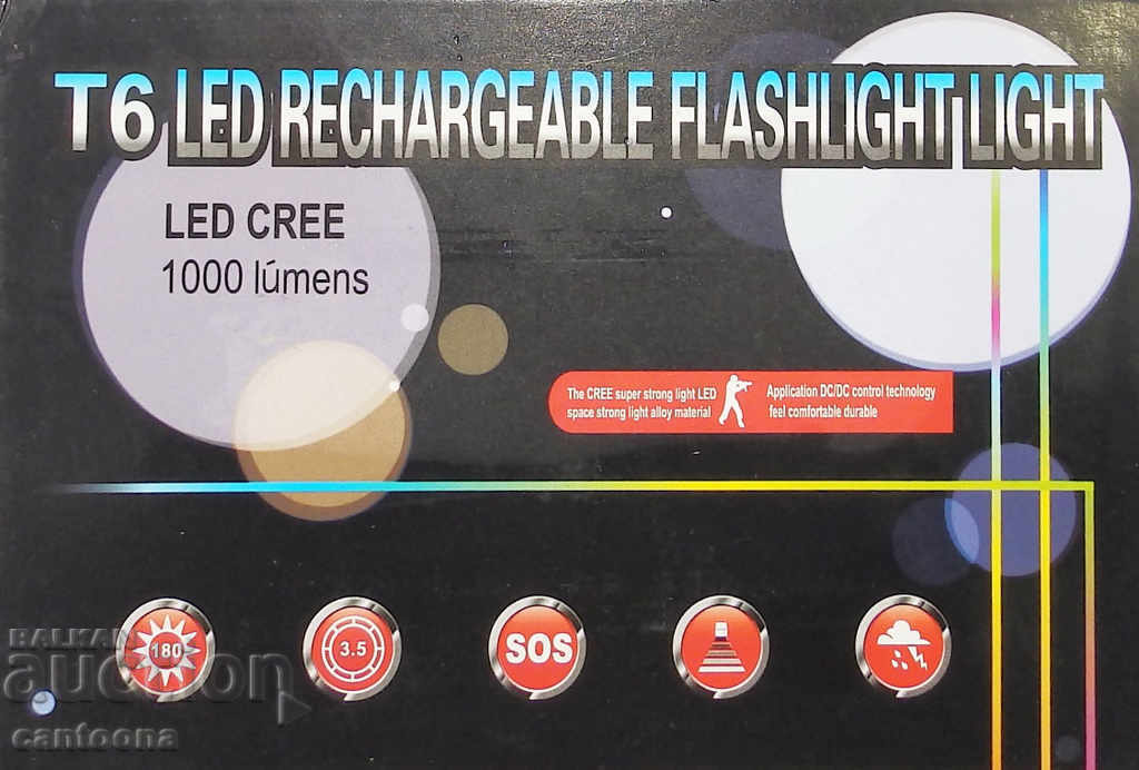 Auction  Powerful flashlight POLICE CREE T6 with - 1000 lumens