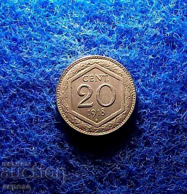 20 λεπτά 1918 Ιταλία με τιμή € 4.00 | 7.82 BGN