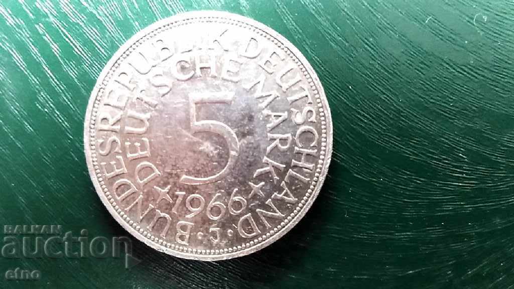 5 German Marks 1966, Coins, Pfennigs, deutsche mark 5 German Marks 1966, Coins, Pfennigs, deutsche mark