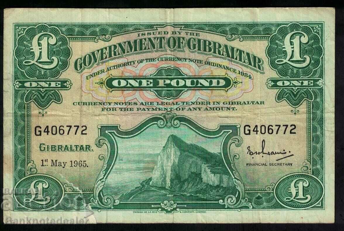 Gibraltar 1 Pound 1965 Pick 18b Ref 6772