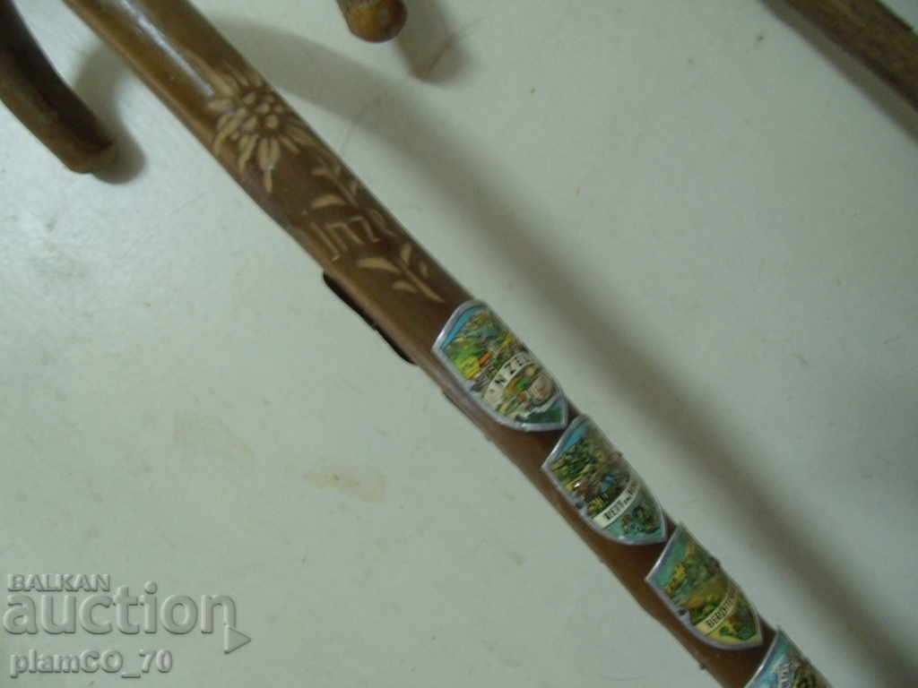 № * 5556 old Tyrolean canes with badges - two pieces with price 50.00 BGN | € 25.56 № * 5556 old Tyrolean canes with badges - two pieces with price 50.00 BGN | € 25.56