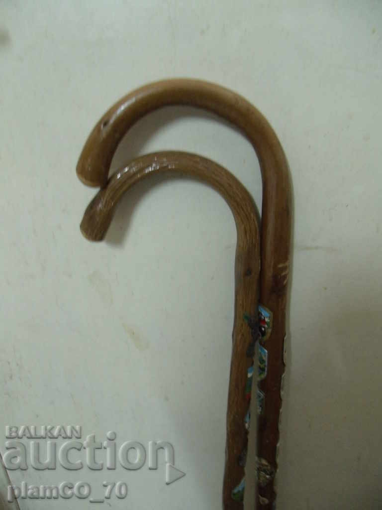 № * 5556 old Tyrolean canes with badges - two pieces - 6 № * 5556 old Tyrolean canes with badges - two pieces - 6