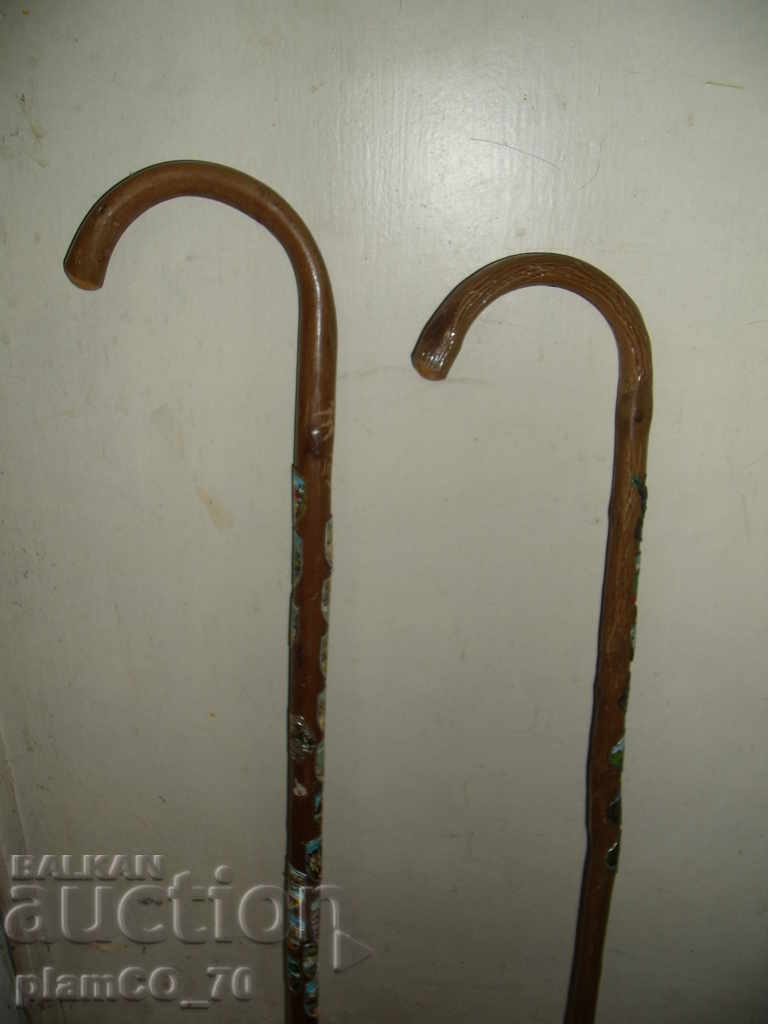 № * 5556 old Tyrolean canes with badges - two pieces