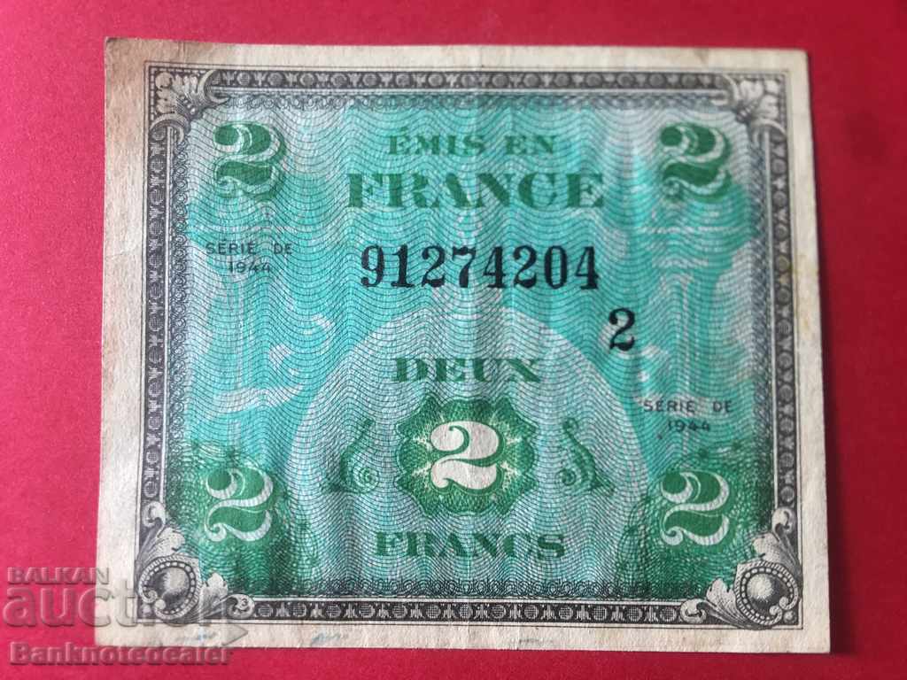 France Allied Military 2 Francs 1944 Pick 114 Ref 4204