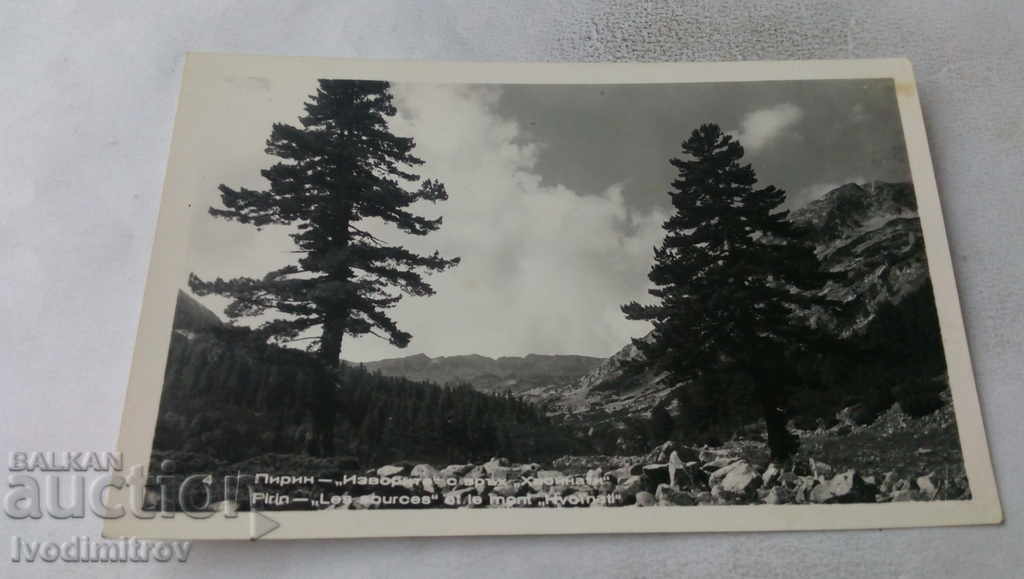 Postcard Pirin The springs with Hvoynati peak