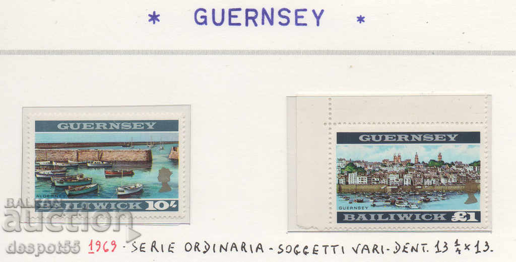 1969. Guernsey. Număr regulat - Primele mărci de pe insulă.