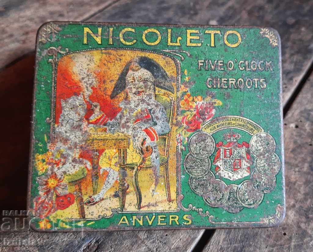 Cutie de țigări din metal de colecție Nicoleto din anii 1900