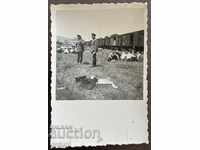 1752 Kingdom of Bulgaria General among soldiers in front of a train 1938