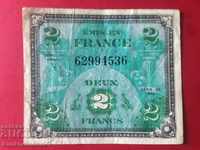 France French Allied Military 2 Francs 1944 P 114 Ref 4536