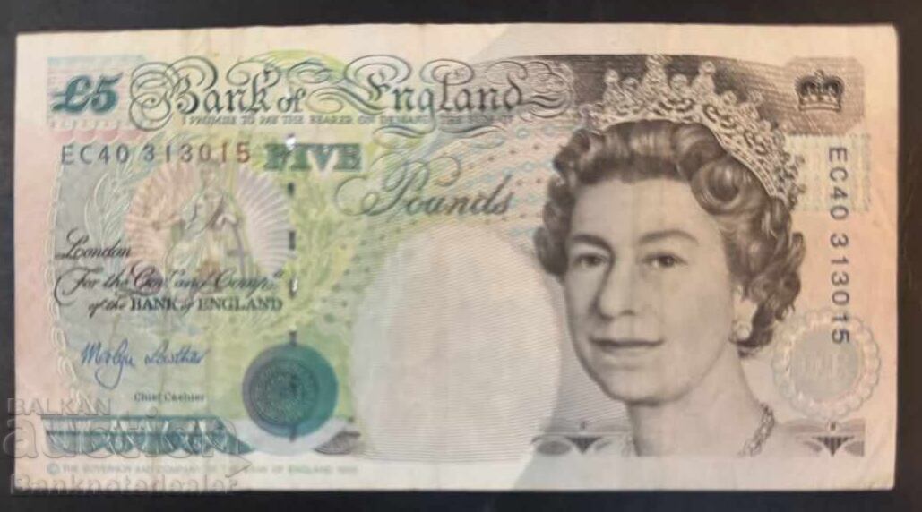 Auction  England Great Britain 5 Pounds 1990-91 Pick 382a Ref 3015