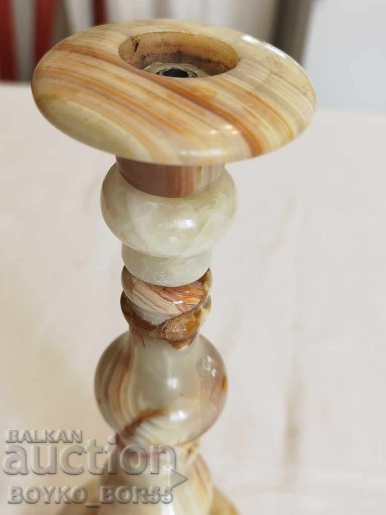 Auction Gorgeous Candlestick made of Polished Agate Auction Gorgeous Candlestick made of Polished Agate