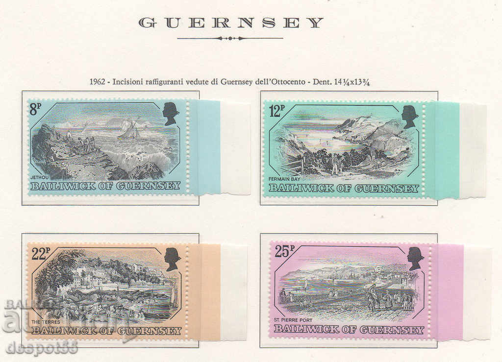 1982. Guernsey. Plăci vechi de cupru gravate cu vederi II.