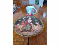 Old Christmas plate, cup