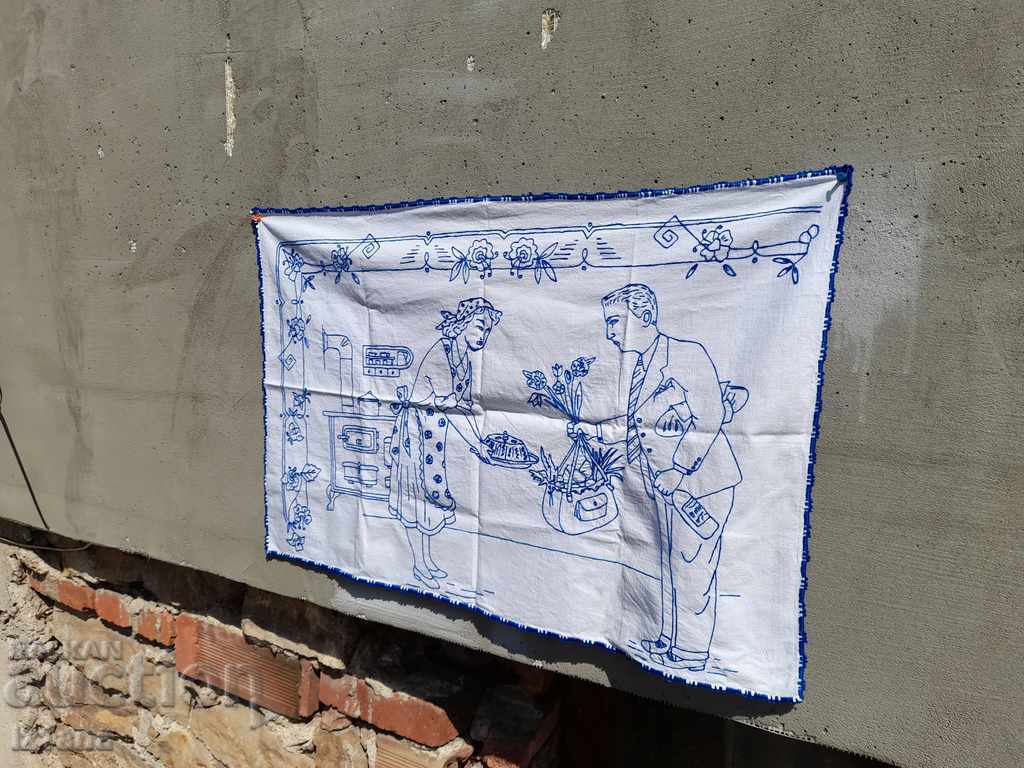 Licitație Covor brodat antic, tapet Licitație Covor brodat antic, tapet