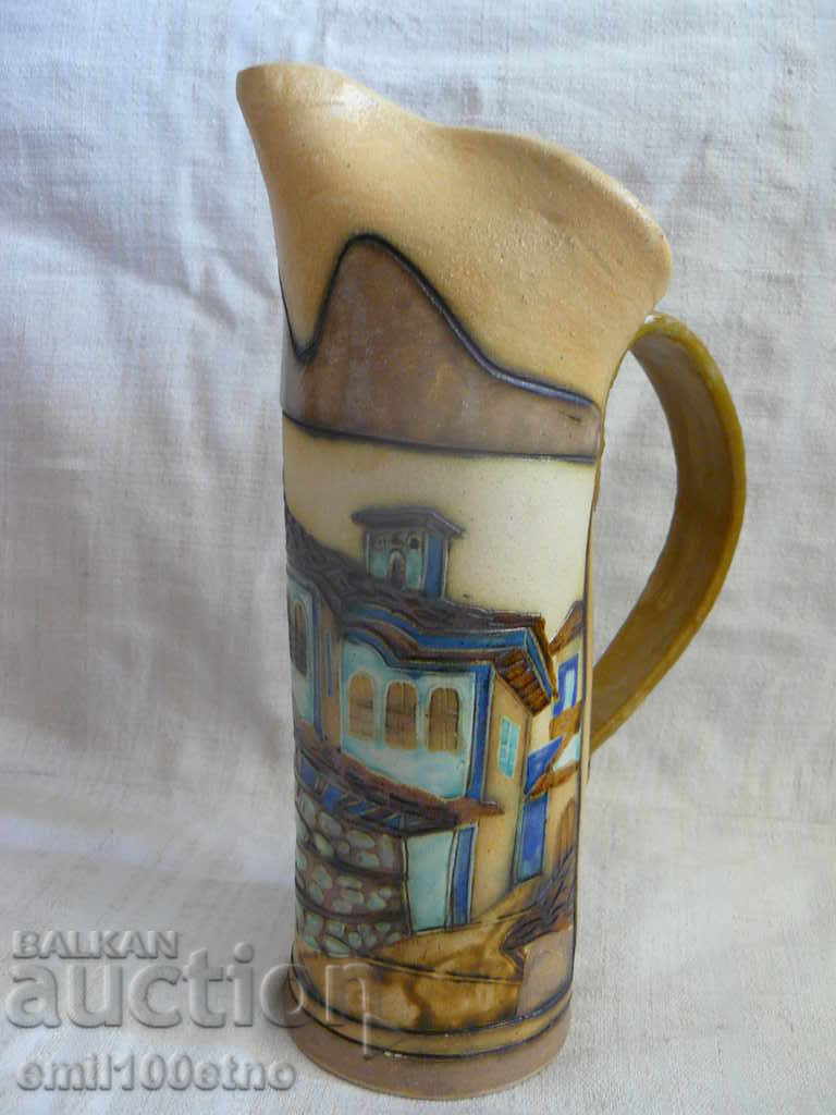 Beautiful unique jug author's ceramics Revival house