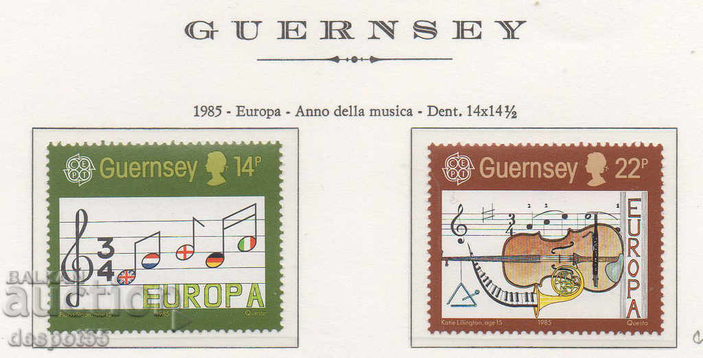 1985. Guernsey. Ευρώπη - Ευρωπαϊκό Έτος Μουσικής.