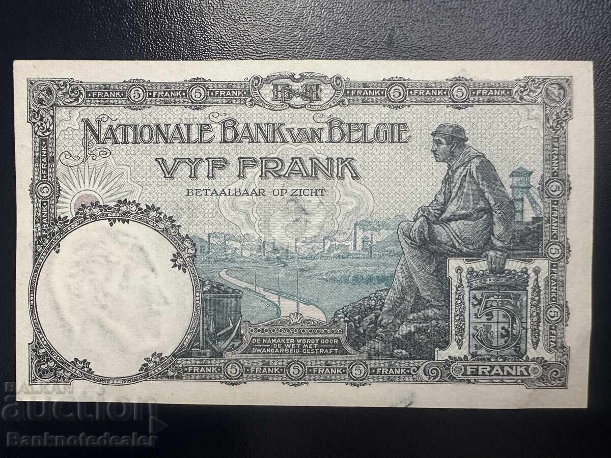 Βέλγιο 5 Φράγκα 28.04.1922 Pick 93 Ref 6826 aUnc - 6 Βέλγιο 5 Φράγκα 28.04.1922 Pick 93 Ref 6826 aUnc - 6
