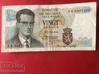 Belgium 20 Francs 1964 Pick 138 Ref 7798