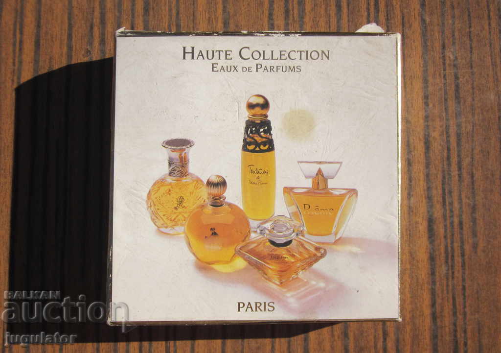 set of old French glass perfume bottles in a box - 7 set of old French glass perfume bottles in a box - 7