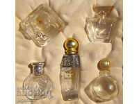 set of old French glass perfume bottles in a box