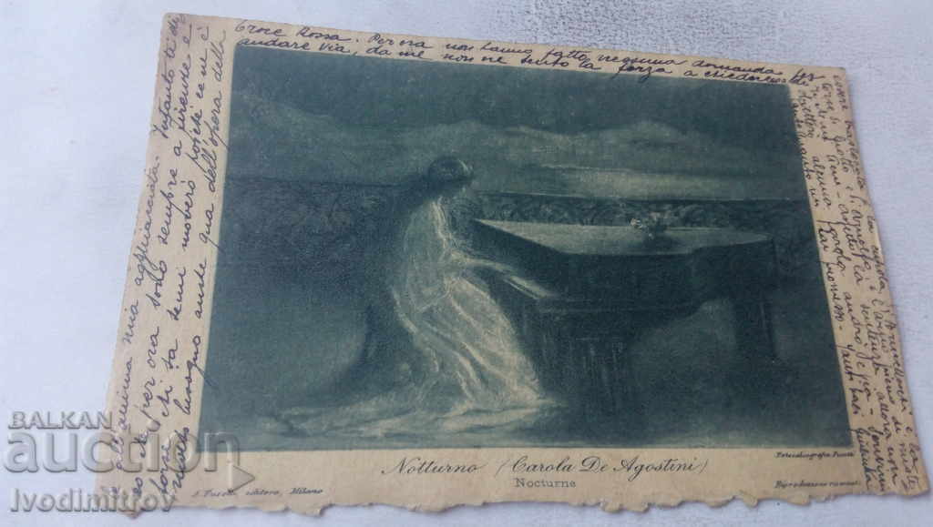 Carte poștală Notturno Carola de Agostini 1915