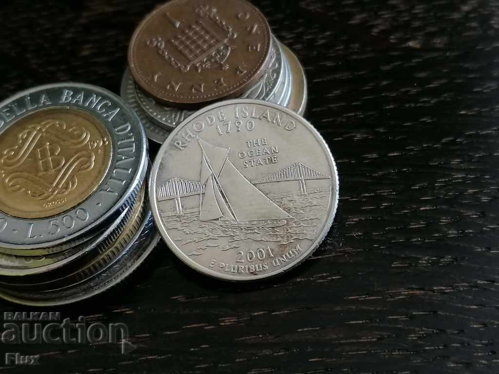 Монета - САЩ - 1/4 (четвърт) долар (Роуд Айлънд)  | 2001г.