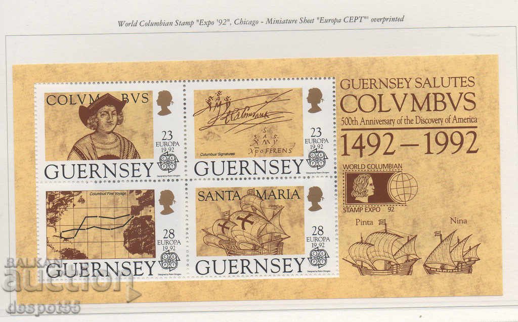 1992. Guernsey. 500 de ani de la descoperirea Americii, EXPO'92.