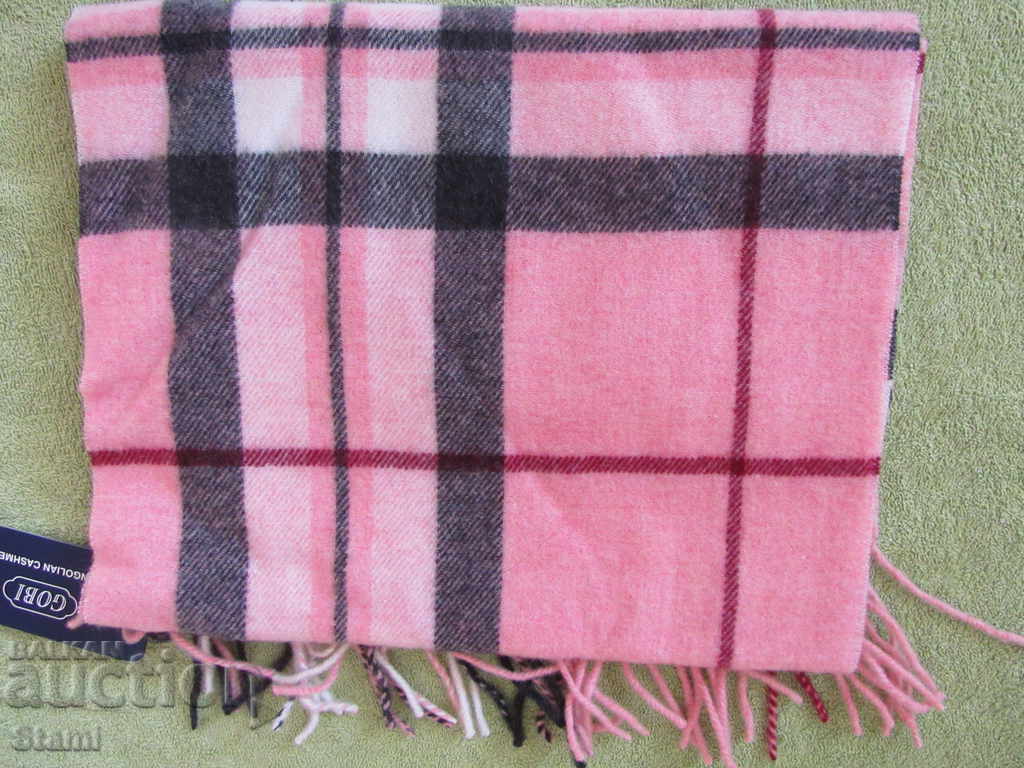 New GOBI Cashmere Scarf - Pink, Gray and Black, Mongolia - 7 New GOBI Cashmere Scarf - Pink, Gray and Black, Mongolia - 7