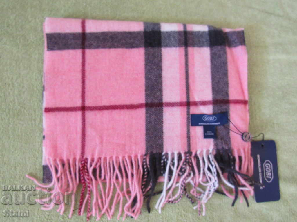New GOBI Cashmere Scarf - Pink, Gray and Black, Mongolia New GOBI Cashmere Scarf - Pink, Gray and Black, Mongolia