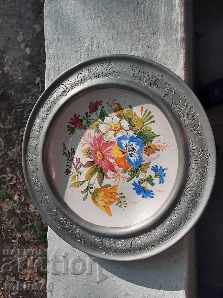 Old and rare collector's plate for Bassano porcelain wall