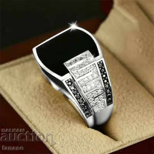 Delivery of Men's ring with topazes, silver-plated, № 67 Delivery of Men's ring with topazes, silver-plated, № 67