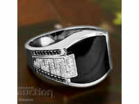 Inel bărbați cu topaze, argintat, № 67