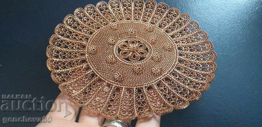 Beautiful vintage pano filigree copper plate