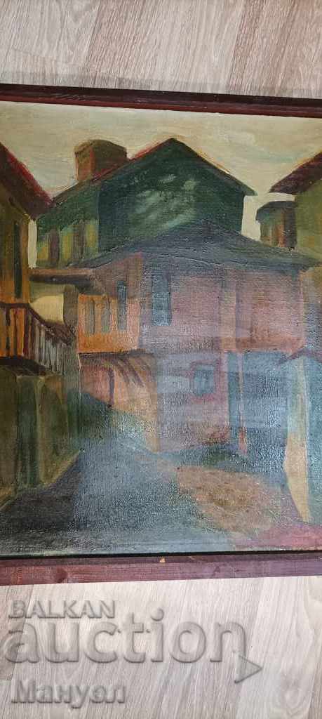 Auction  I am selling a painting "The Old Town" - Plovdiv, oil.