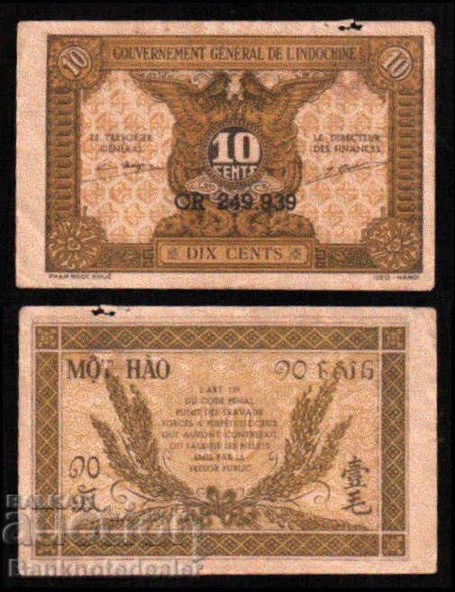 Indo-China franceză 10 Cenți 1942 Alegeți 89 Ref 9939