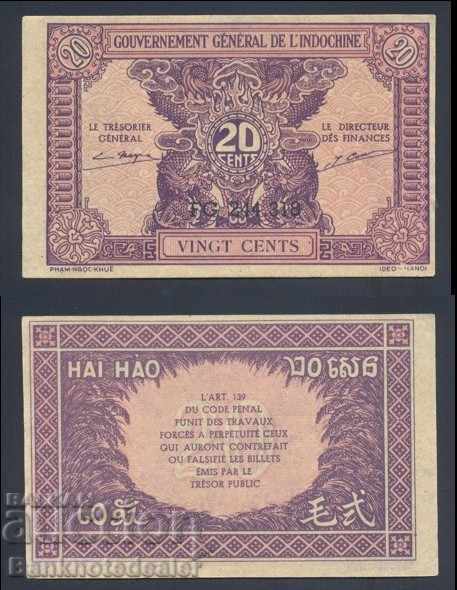 Γαλλική Ινδο-Κίνα 20 σεντ 1942 Επιλέξτε 90 Ref 4318