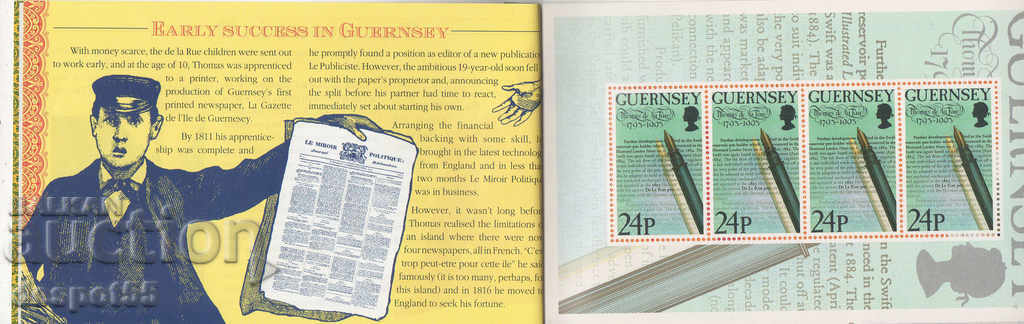 Auction 1993. Guernsey. 200 years since the birth of Thomas de Rue. Carnet. Auction 1993. Guernsey. 200 years since the birth of Thomas de Rue. Carnet.