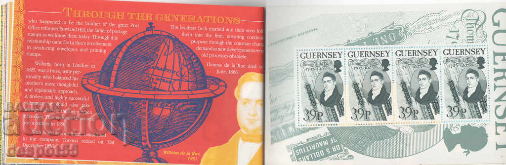 1993. Guernsey. 200 years since the birth of Thomas de Rue. Carnet. - 6 1993. Guernsey. 200 years since the birth of Thomas de Rue. Carnet. - 6