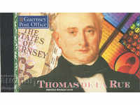 1993. Guernsey. 200 years since the birth of Thomas de Rue. Carnet.