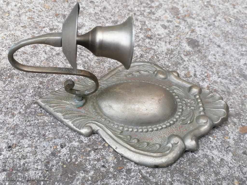 Licitație Candelabru vechi din bronz pentru lumânare de perete, lampă Licitație Candelabru vechi din bronz pentru lumânare de perete, lampă