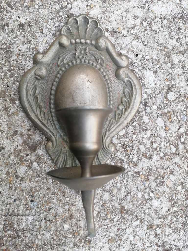 Candelabru vechi din bronz pentru lumânare de perete, lampă