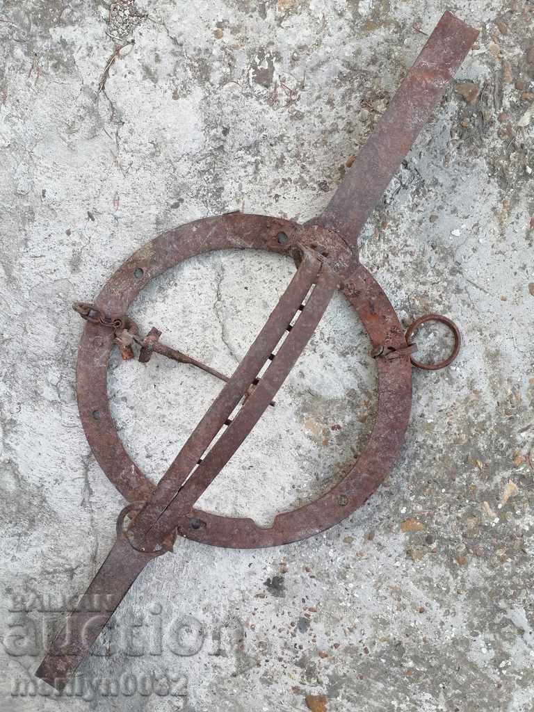 Old hand forged trap spikes wrought iron LARGE 1 meter