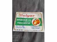 Old label of peach juice Bulgarplodexport