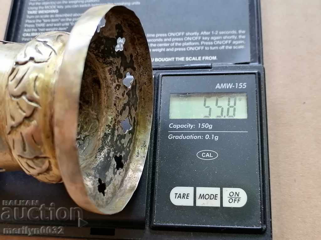 Възрожденско сребърно настолно кандило сребро кръст - 6