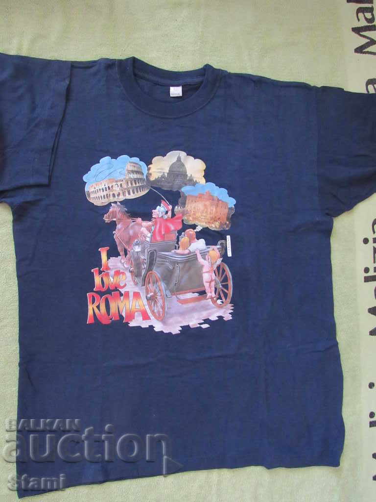 Original men's short-sleeved T-shirt from Rome with print, XL