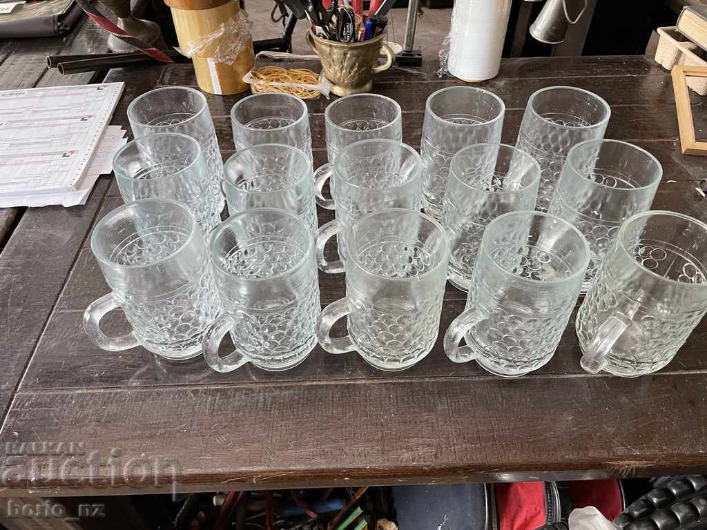 10645. SERVICE 15 LARGE BEER GLASSES SOLID GLASS