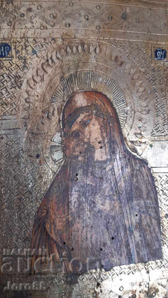 Auction  Icon with gilding 19th century. Ancient massive old